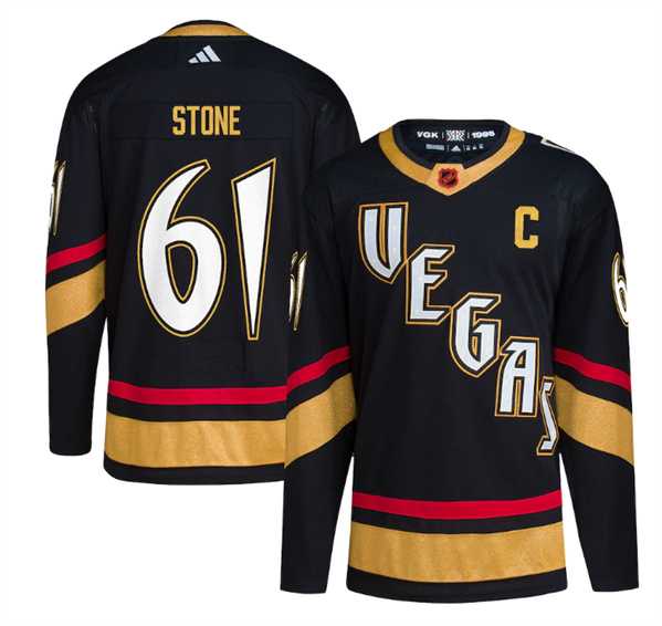 Mens Vegas Golden Knights #61 Mark Stone Black 2022-23 Reverse Retro Stitched Jersey Dzhi